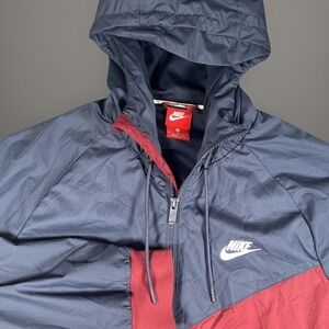 Nike Vintage Rare Windrunner‎ Jacket Adult M Windbreaker Nylon Glanz Maroon Blue